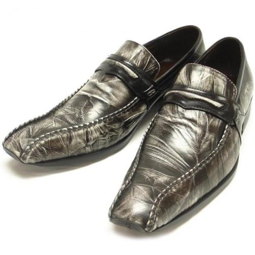 Fiesso Black  Wrinkled Leather Loafer Shoes FI6546
